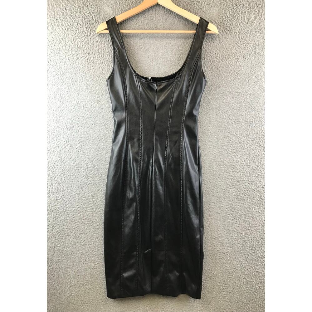 New $221 Tart Anastasia Vegan Leather Dress black size XS‎ - Picture 2 of 12